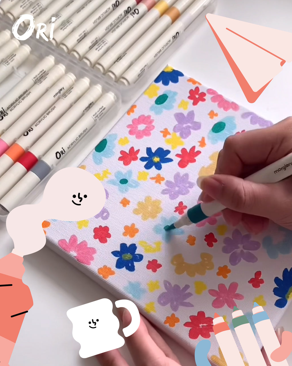 ORI Acrylic Brush Pens – Multi-Surface (12 Colors)