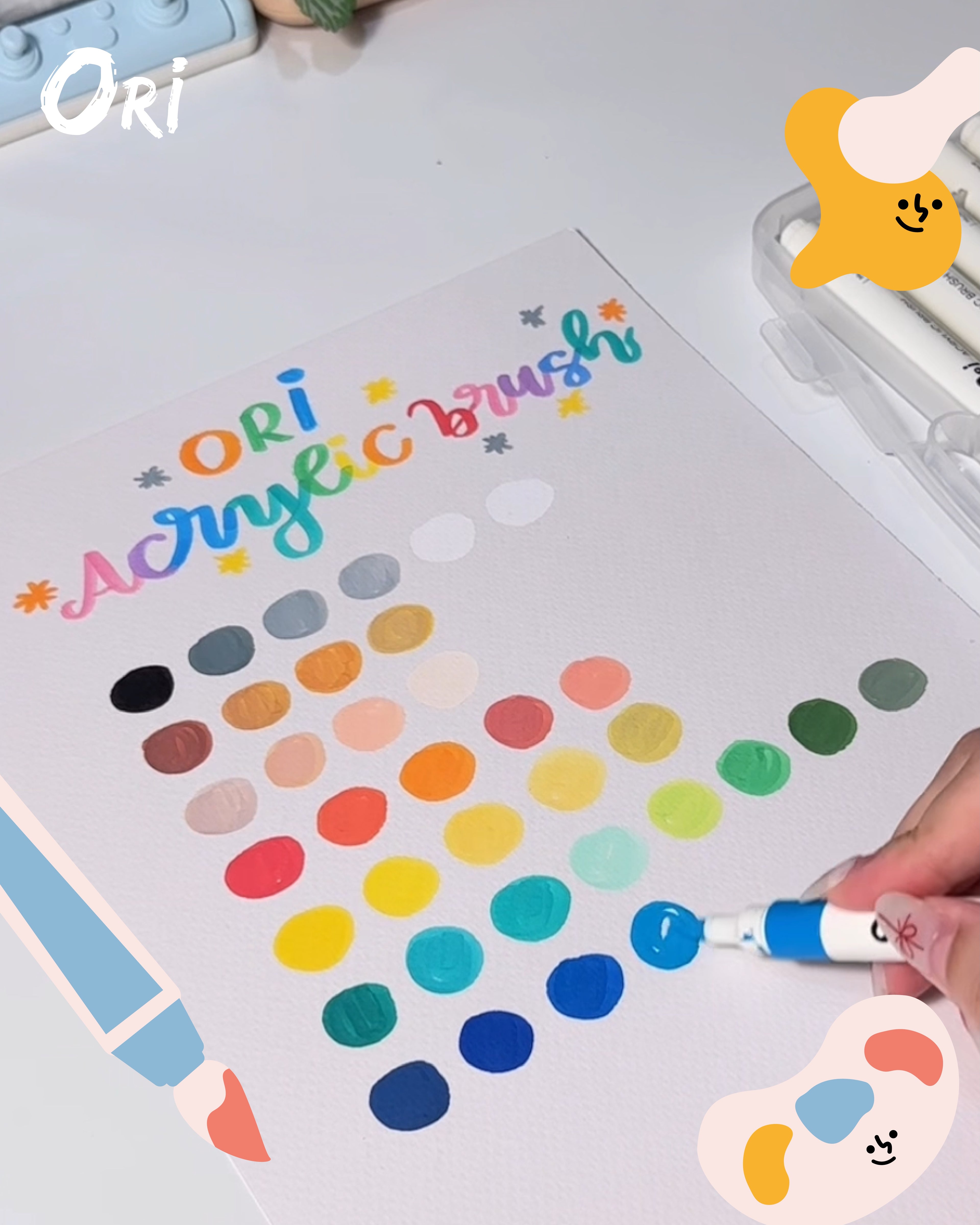 ORI Acrylic Brush Pens – Multi-Surface (12 Colors)